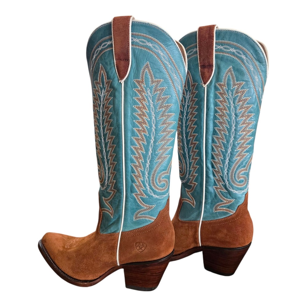 Ariat Western Cowboy Boots Turquoise Embroidered Tall Cowgirl Boots 8 NWT